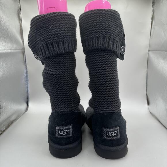 UGG Classic Cardy Boots Womens Size 11 Black Knit Button Tall Winter Cozy - Picture 5 of 7